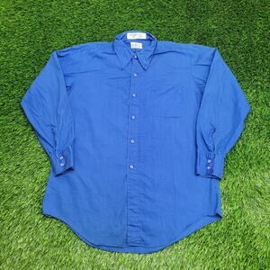 Vintage 90s MOD Darwin Hippie Shirt Large 16.5 23x31 Baggy Blue